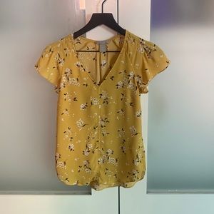 Yellow Floral Printed H&M Blouse